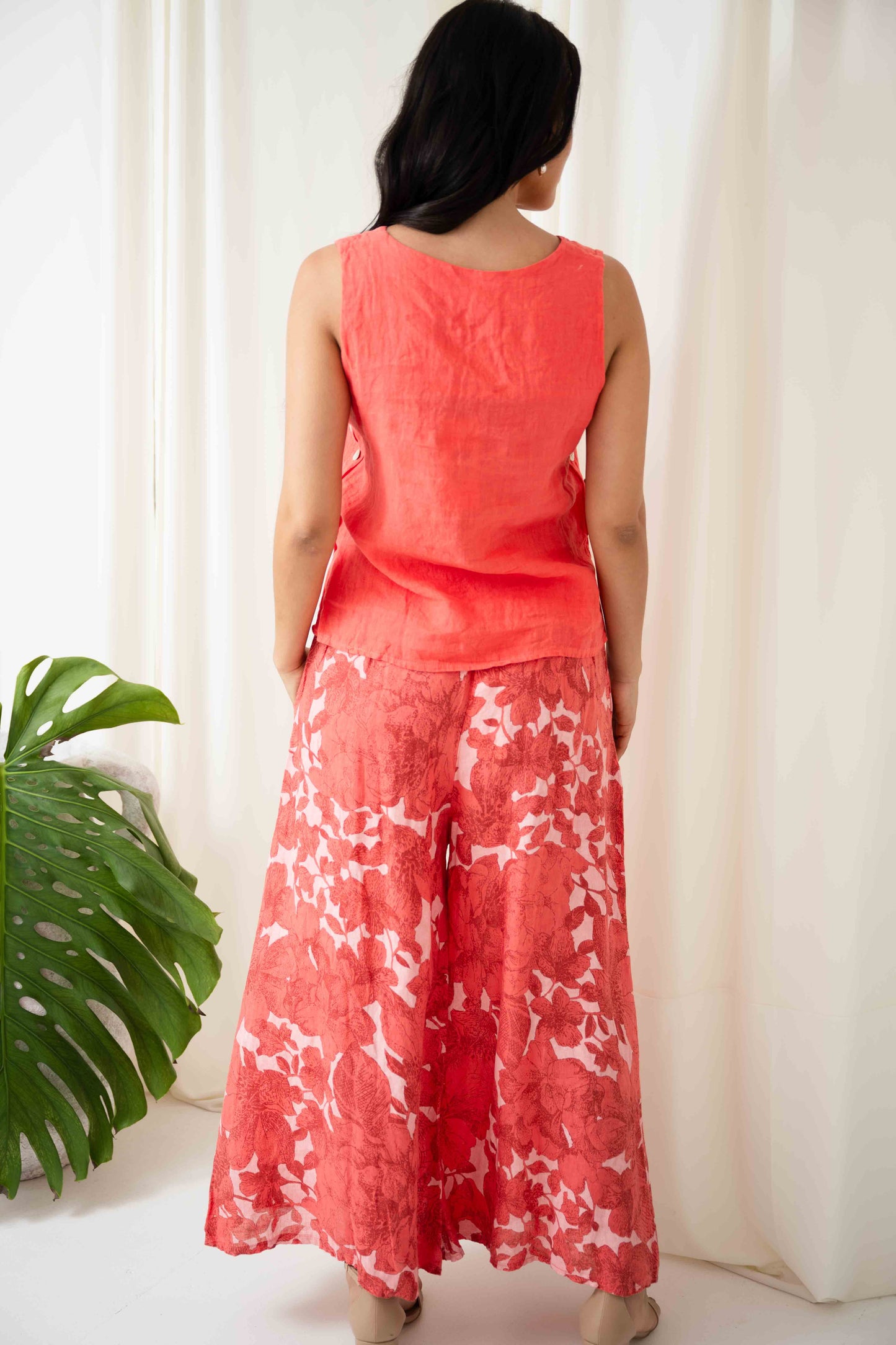 Valery Floral Culotte Pants | Coral