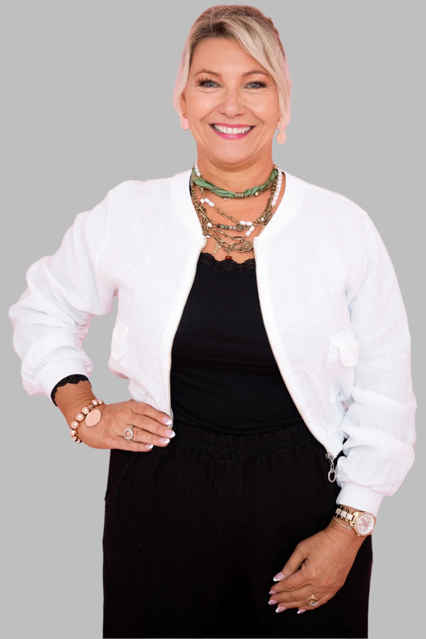 Bella Bomber Jacket | White