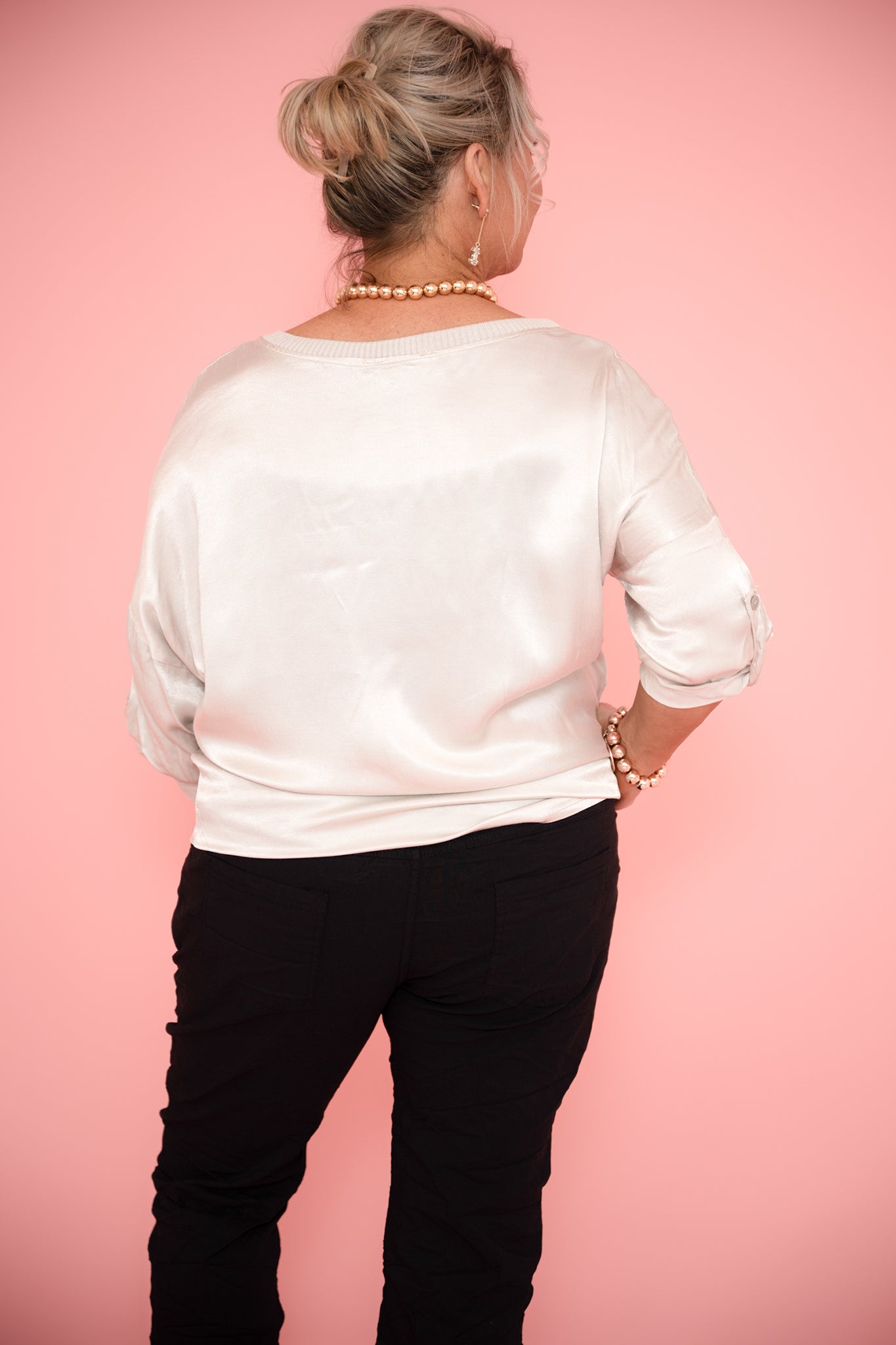 Sass Satin Top | Beige