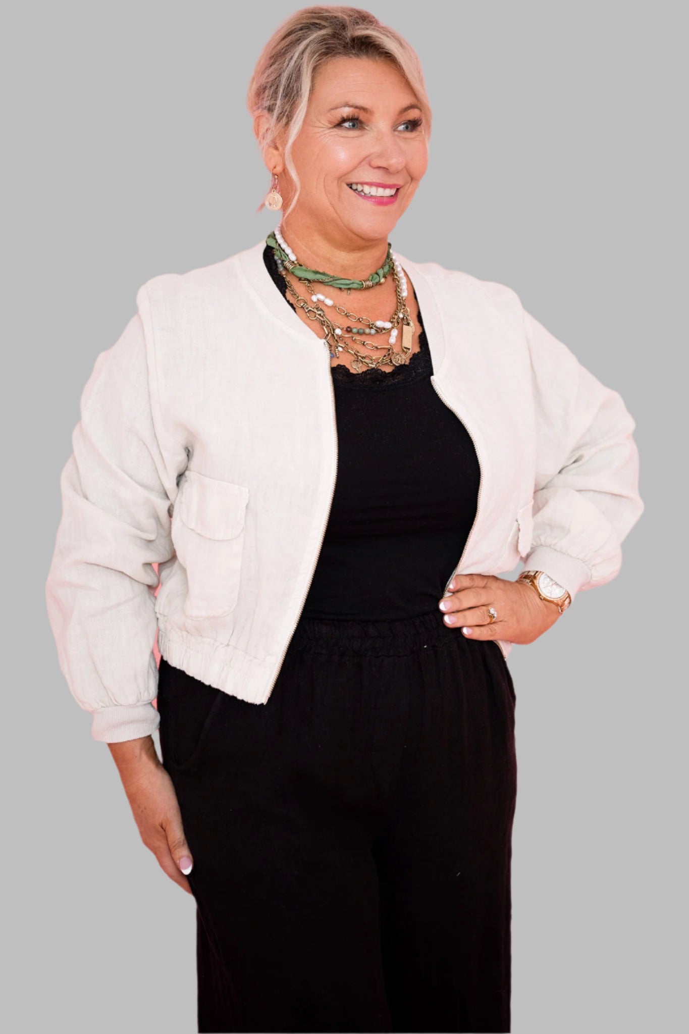 Bella Bomber Jacket | Beige