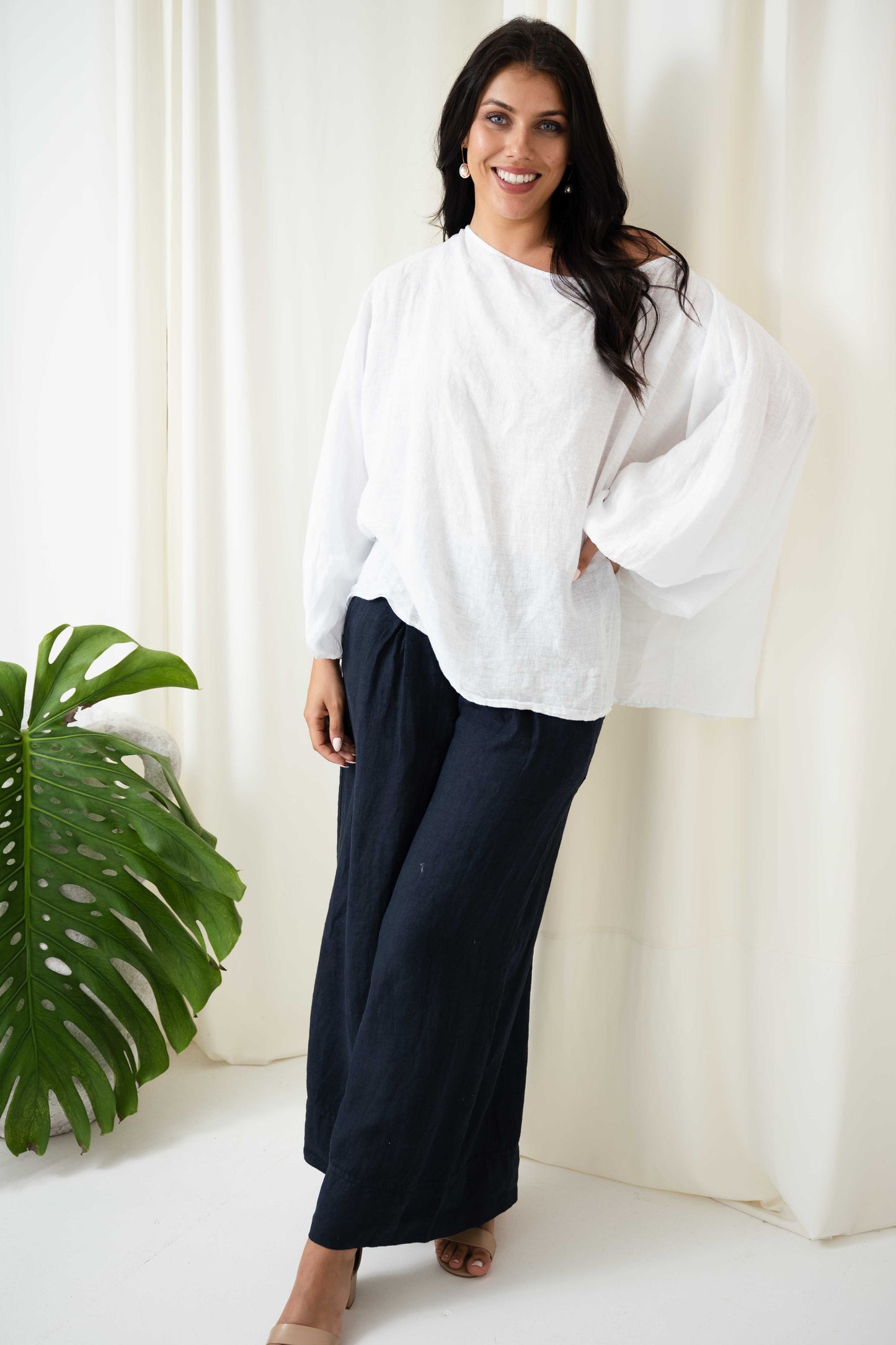 Polly Wide Leg Pant | Navy