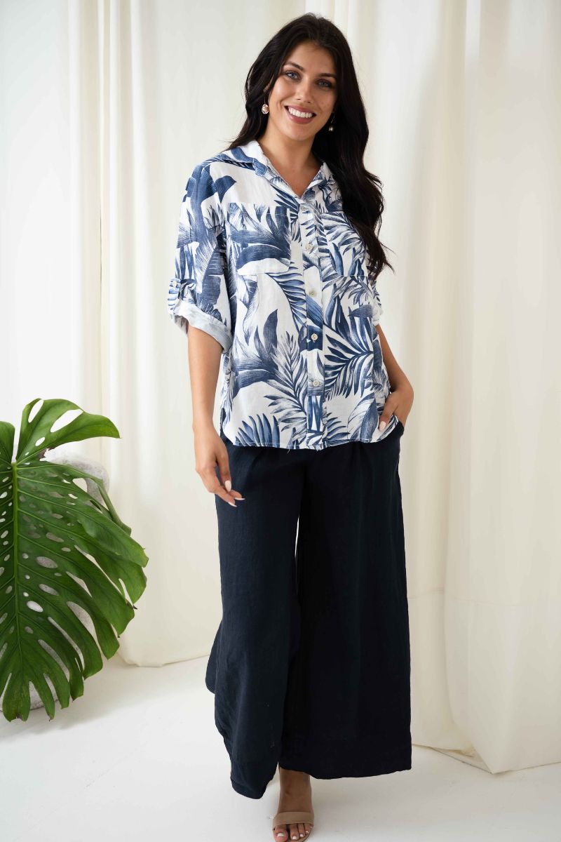 Polly Wide Leg Pant | Navy
