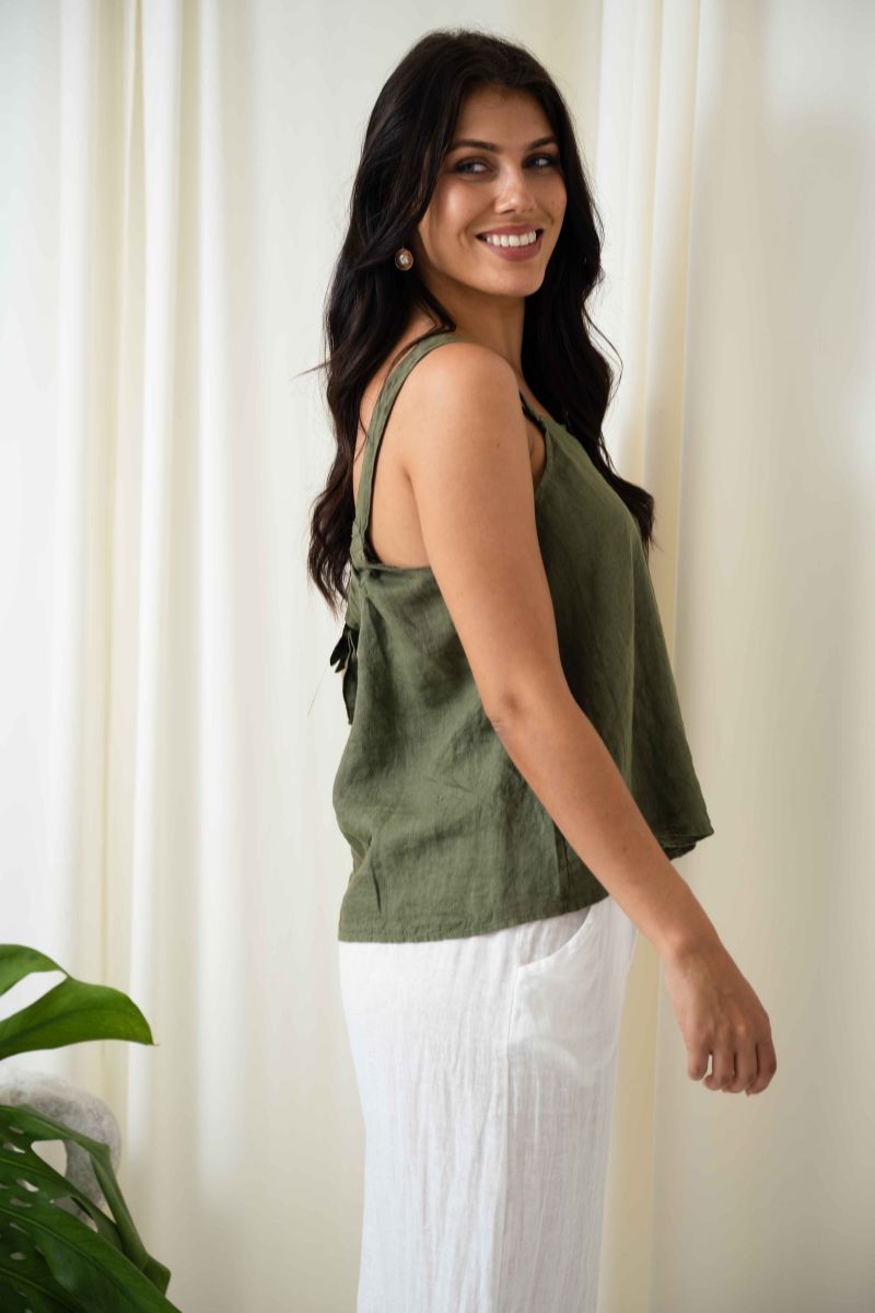 Oasis Tie Back Singlet | Khaki