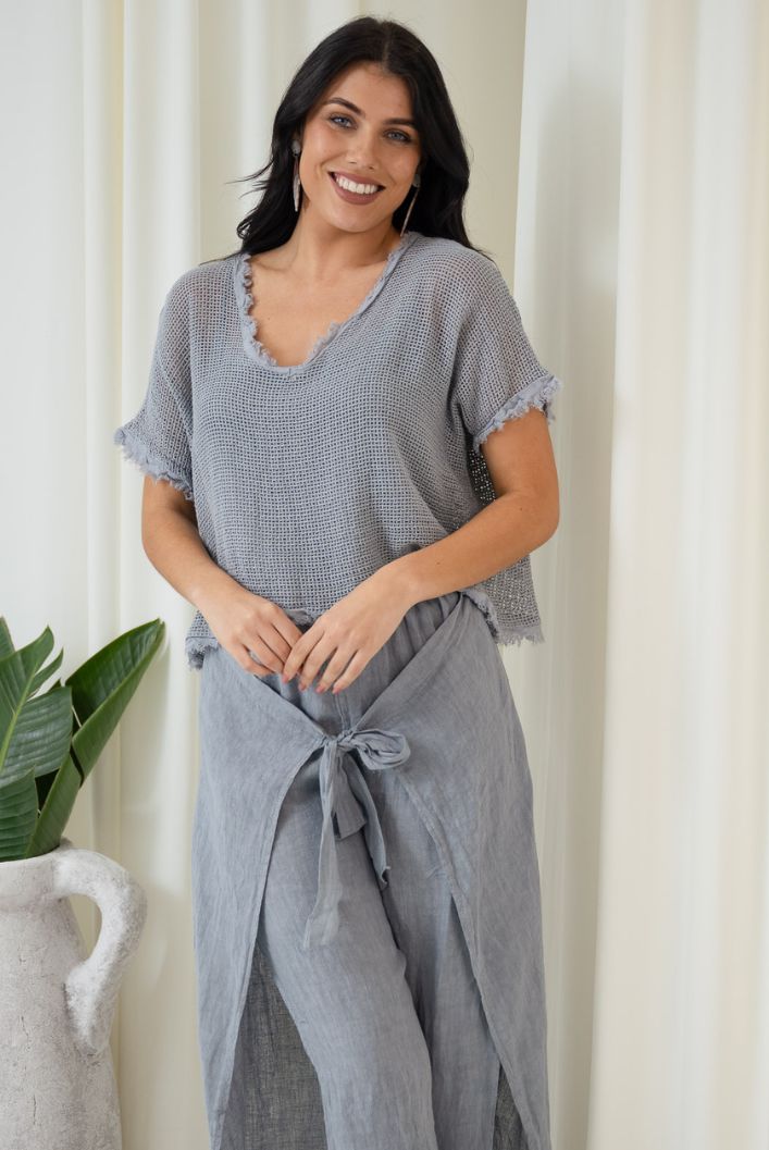 Mackay Raw Edge Mesh Top | Jeans