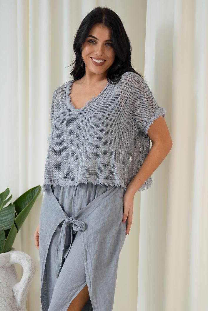 Mackay Raw Edge Mesh Top | Jeans