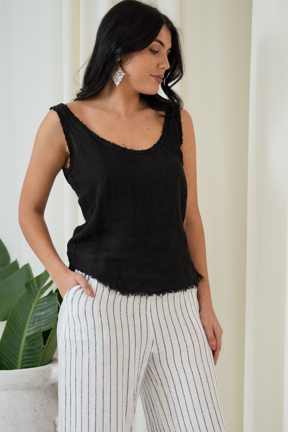 Raw Edge Cami | Black