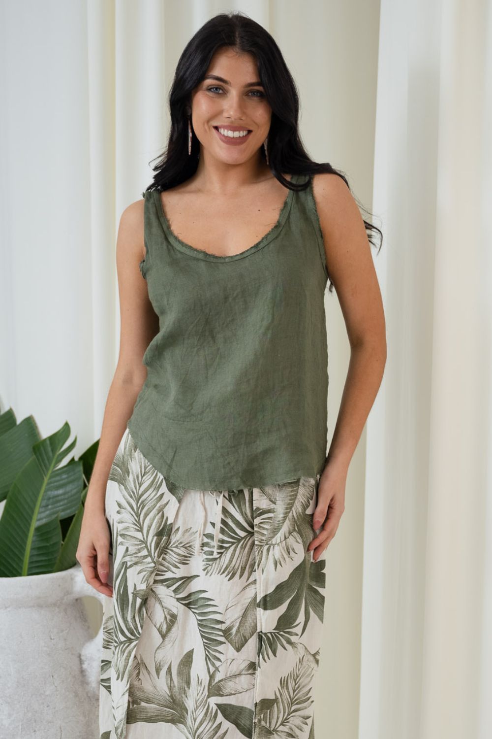 Raw Edge Cami | Khaki