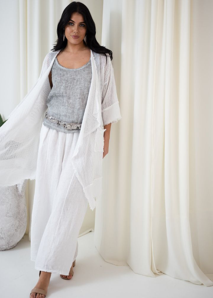 Valeria Long Mesh Jacket | White