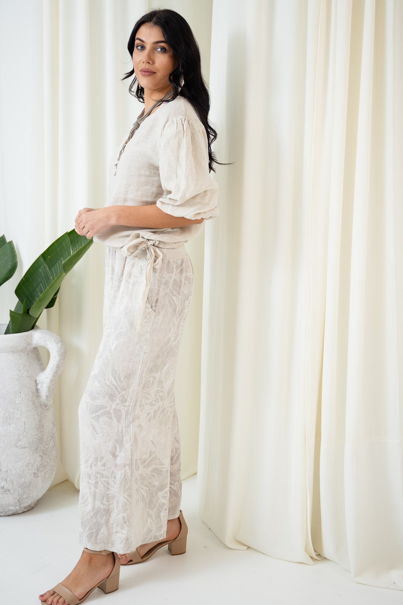 Burleigh Linen Culotte Pant | Beige