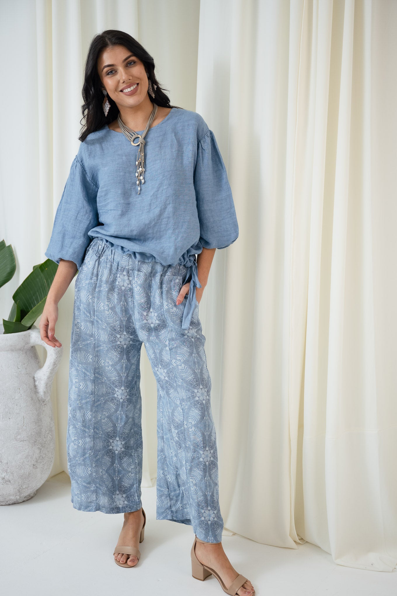 Patrice Puff Sleeve Top | Jeans Blue
