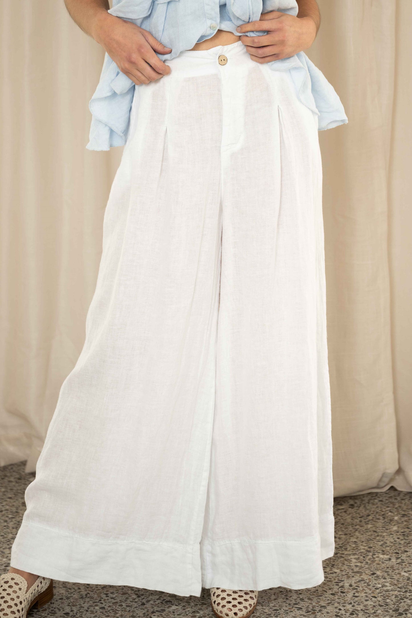 Polly Wide Leg Pant | White