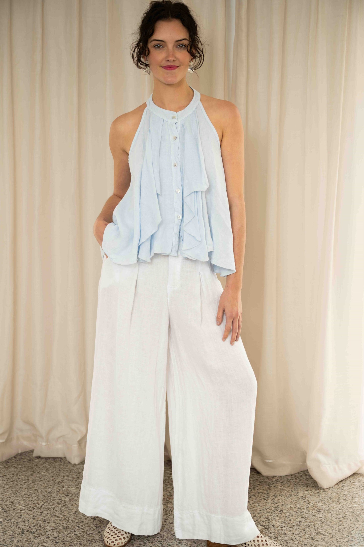 Polly Wide Leg Pant | White