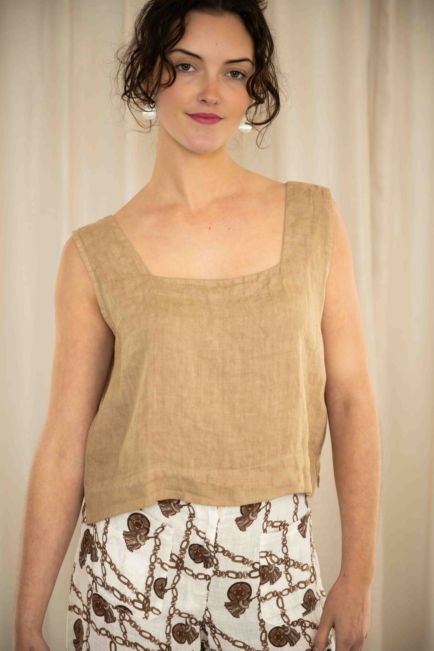 Surfers Square Crop Top | Camel