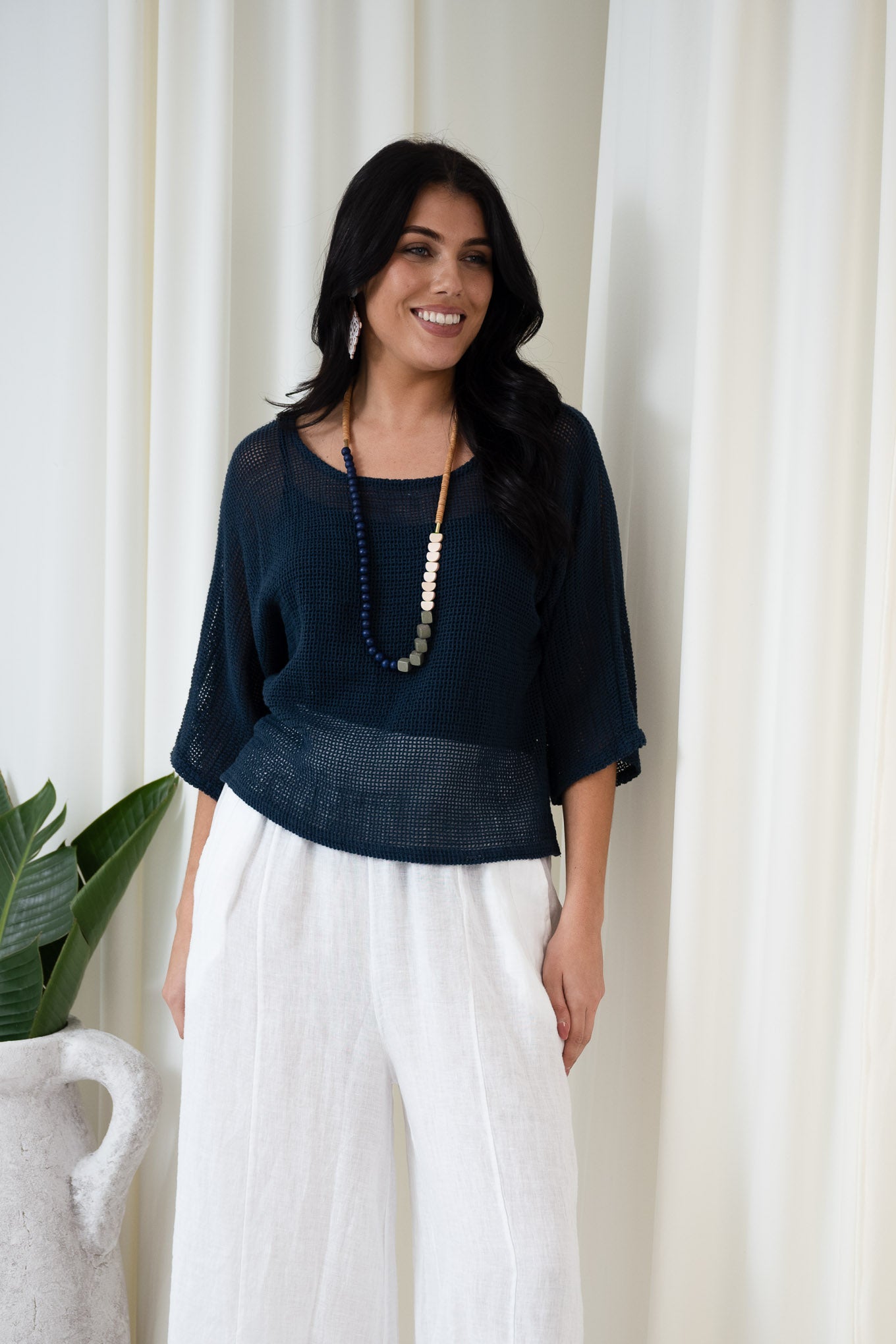 Portofino Mesh Top Set | Navy