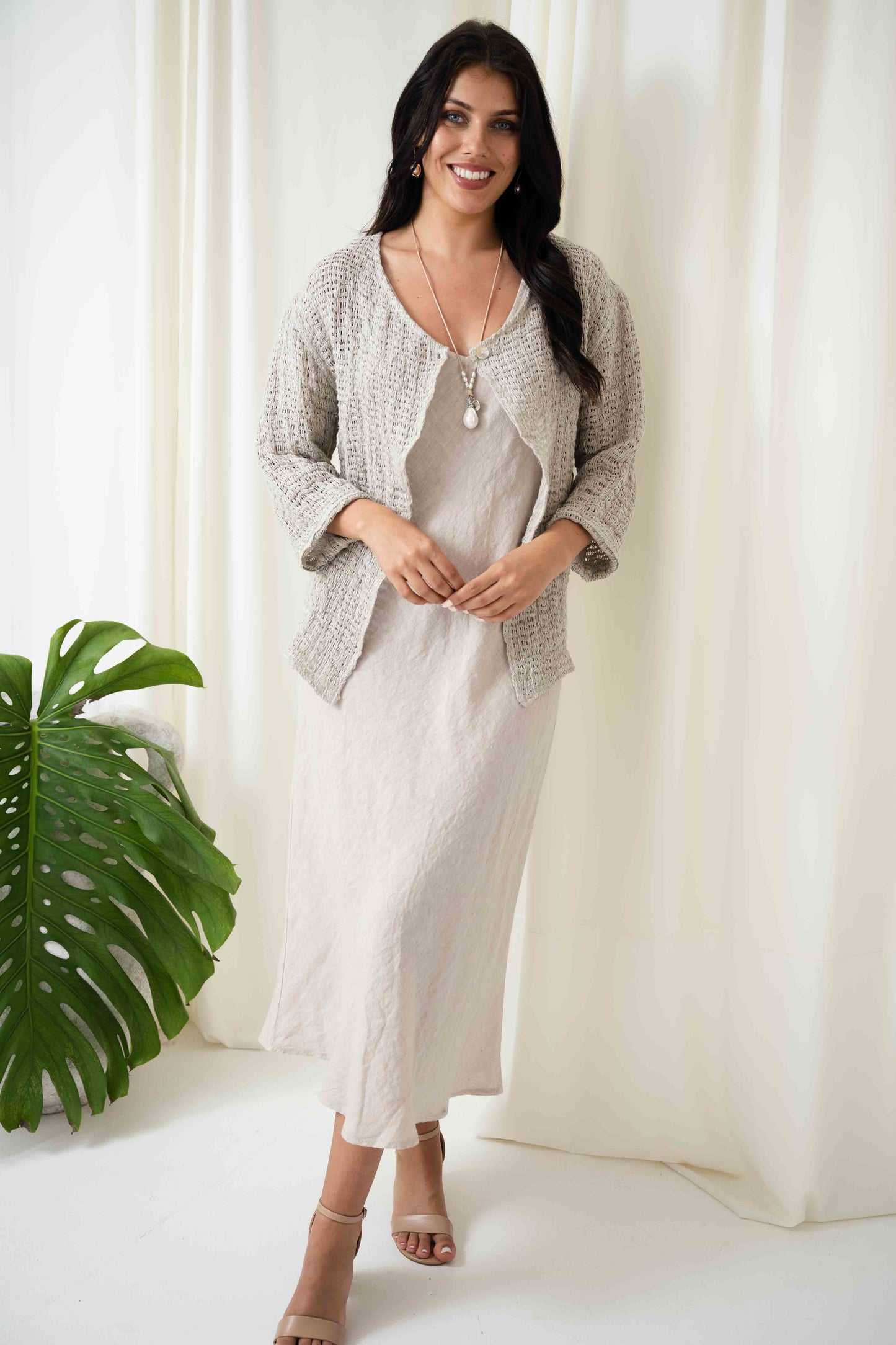 Sandra Bias Cut Dress | Beige