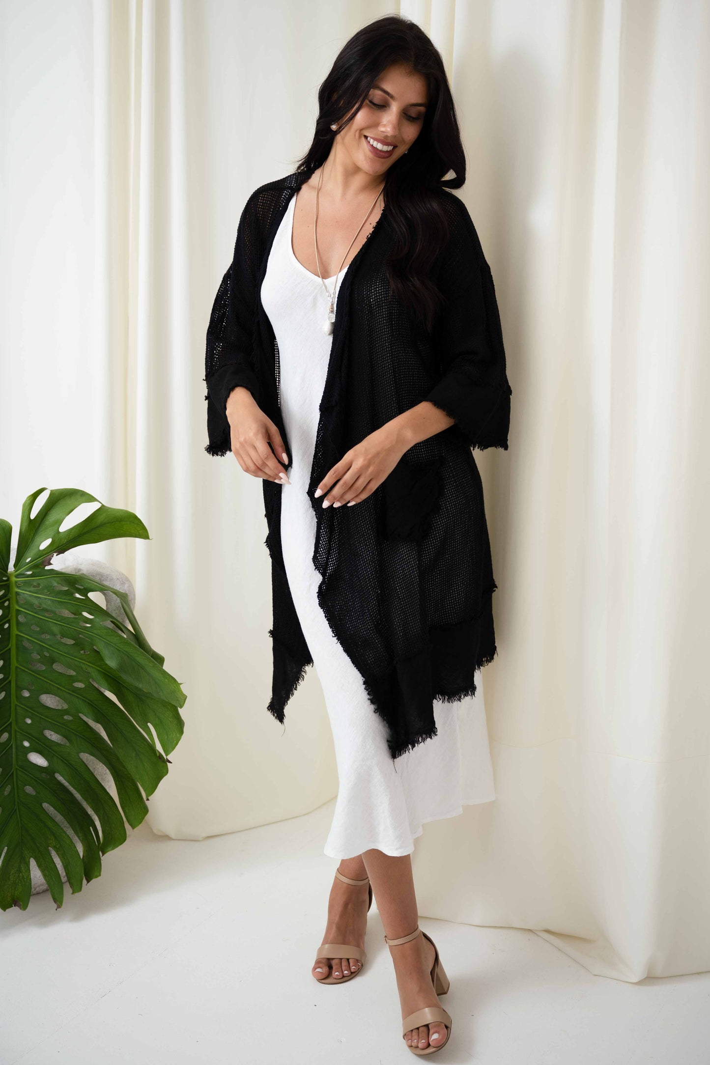 Valeria Long Mesh Jacket | Black
