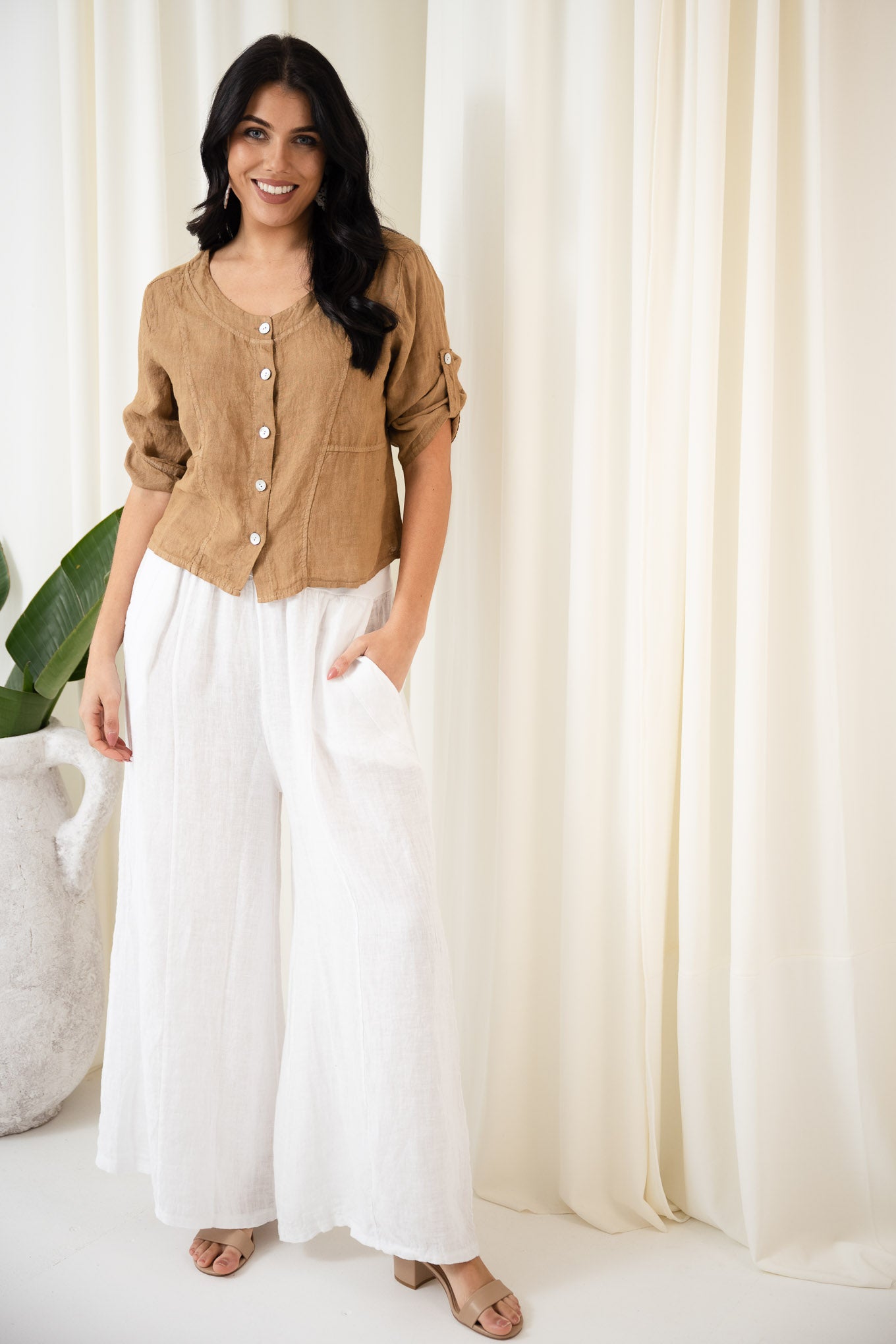 Zara Linen Culotte Pant