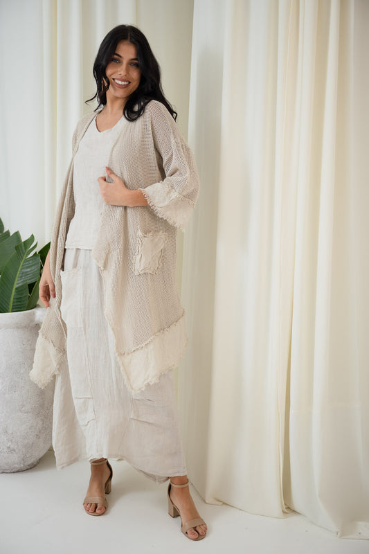 Valeria Long Mesh Jacket | Beige