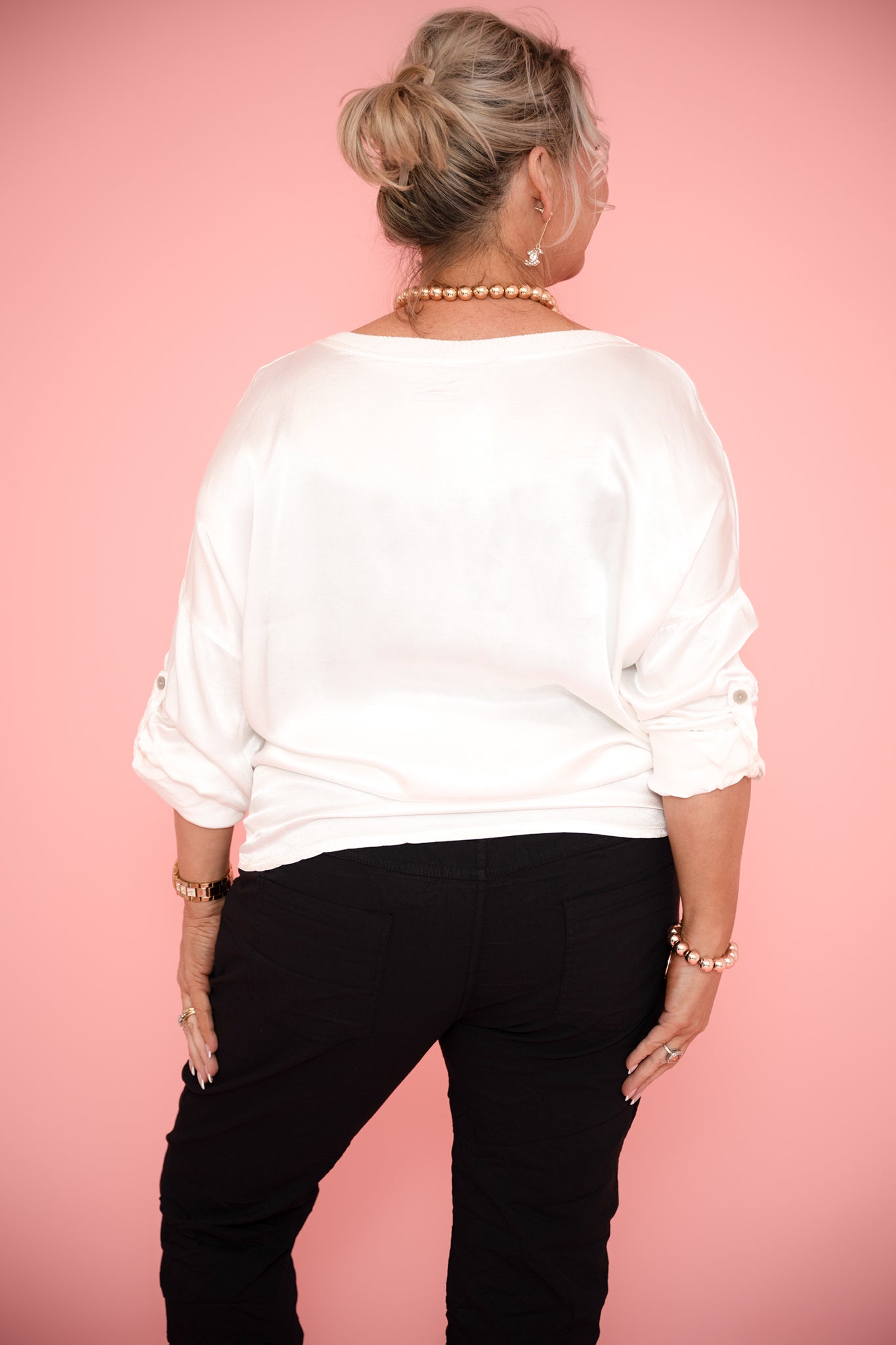 Sass Satin Top | White