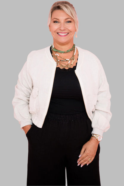 Bella Bomber Jacket | Beige