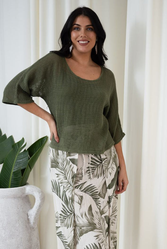 Portofino Mesh Top Set | Khaki