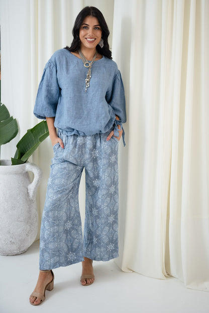 Patrice Puff Sleeve Top | Jeans Blue