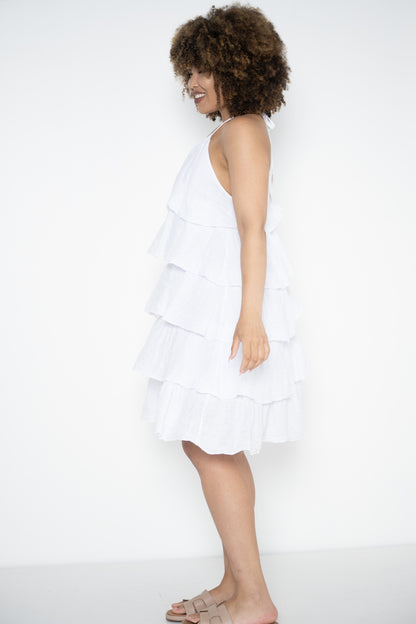 Frill Halter Dress | White
