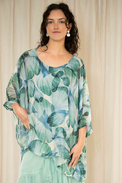 Everley Silk Top | Sea Green
