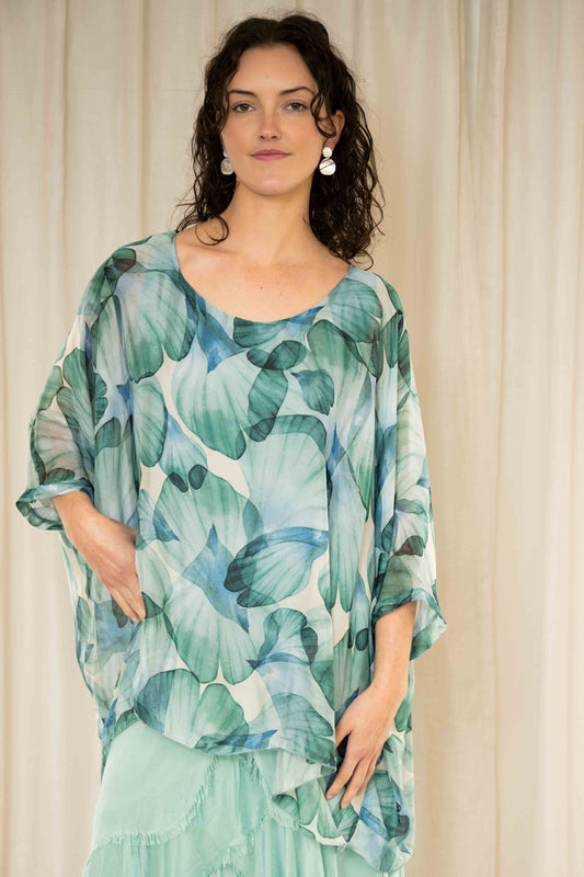 Everley Silk Top | Sea Green