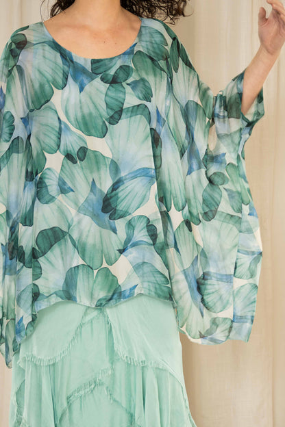 Everley Silk Top | Sea Green
