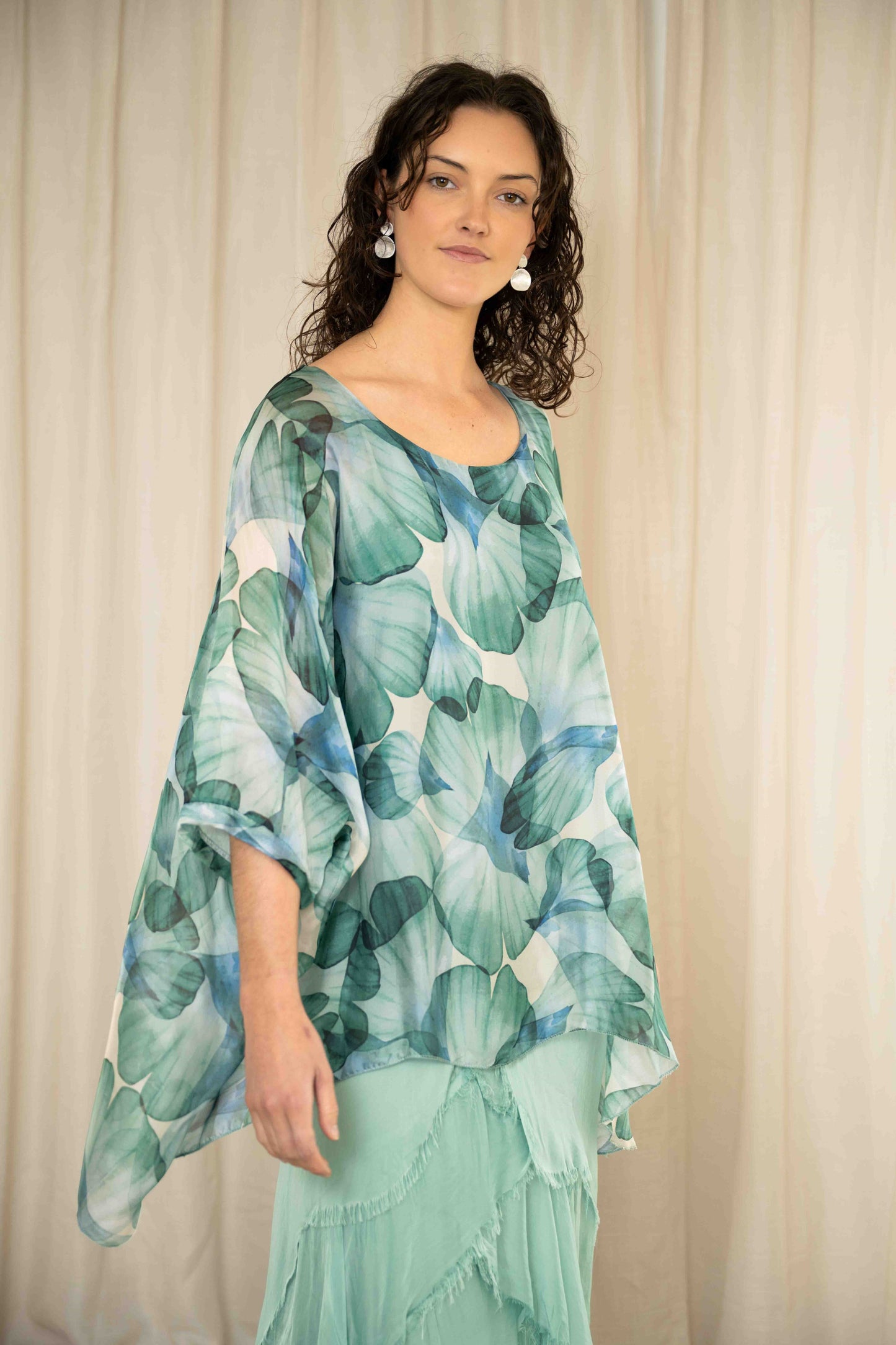 Everley Silk Top | Sea Green