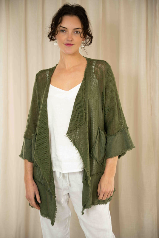 Valeria Short Mesh Jacket | Khaki