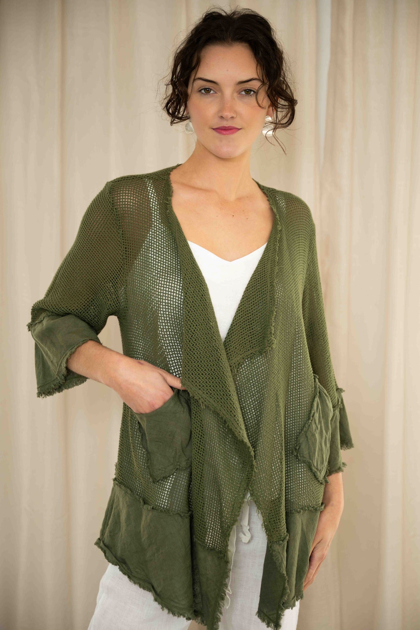 Valeria Short Mesh Jacket | Khaki