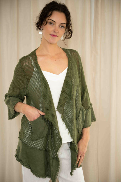 Valeria Short Mesh Jacket | Khaki