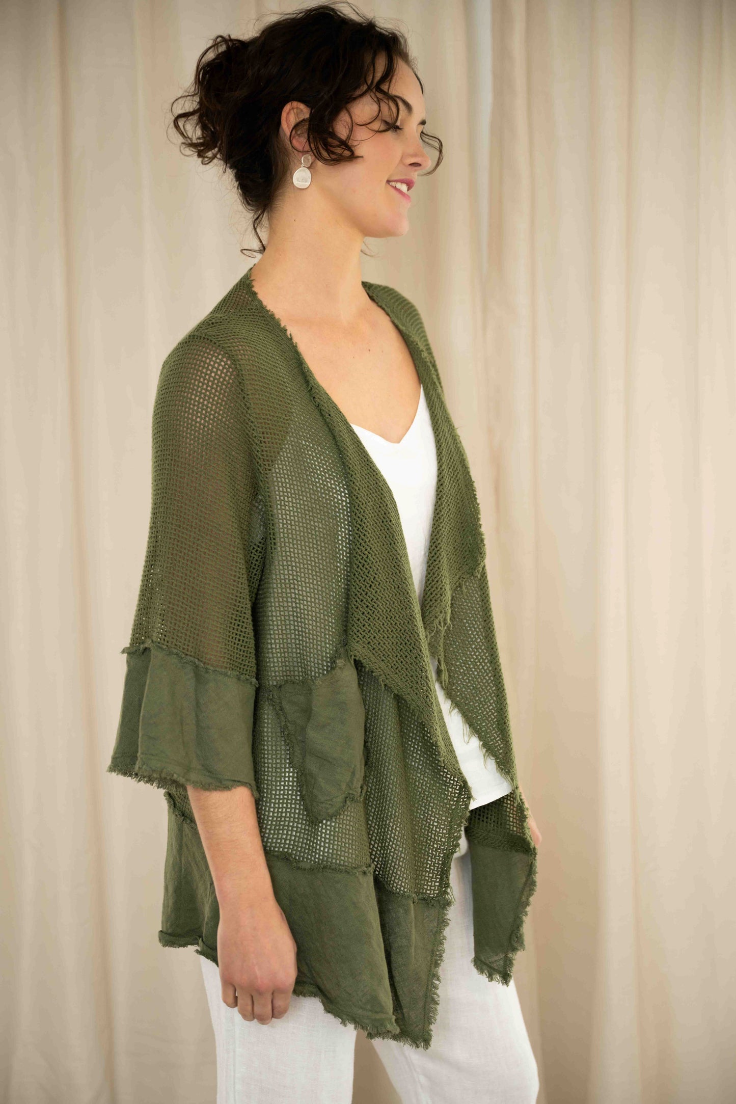 Valeria Short Mesh Jacket | Khaki