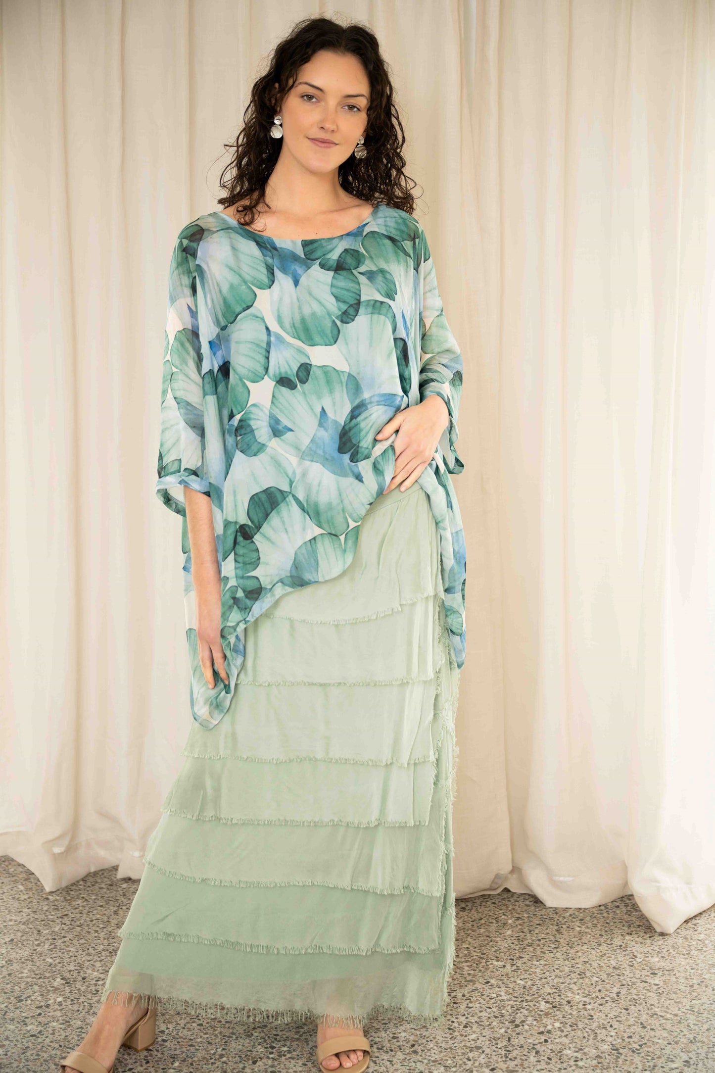 Everley Silk Top | Sea Green