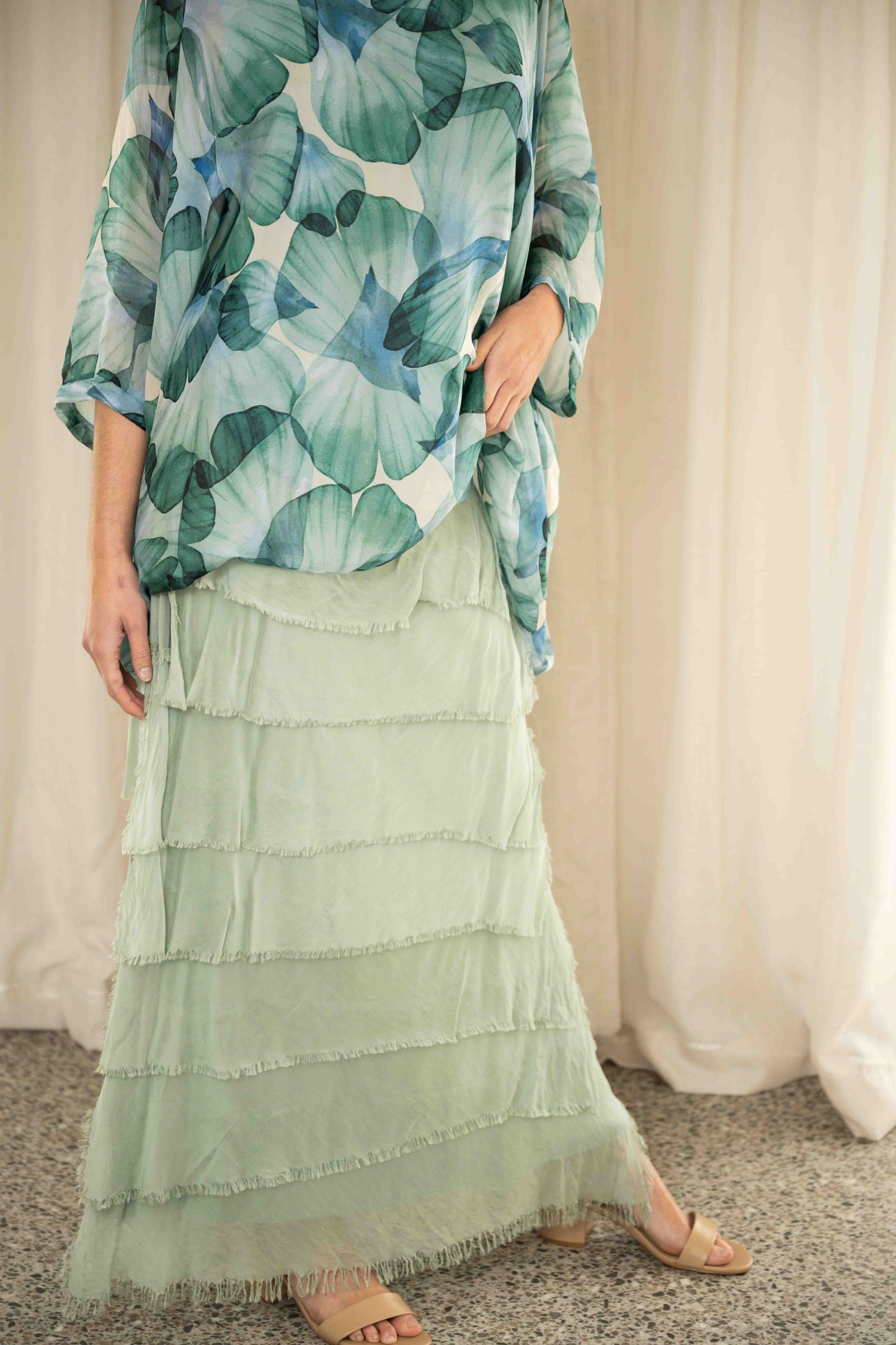 Everley Silk Top | Sea Green