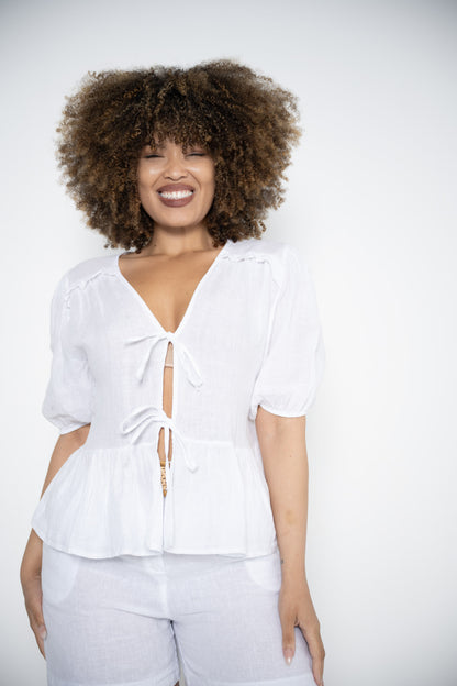 Katie Open Shirt | White