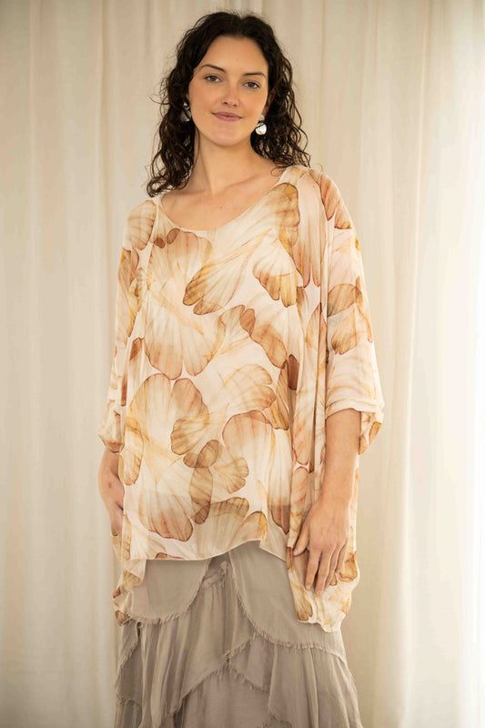 Everley Silk Top | Beige