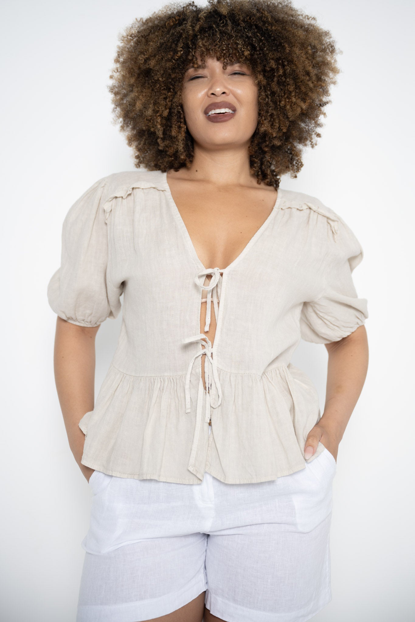 Katie Open Shirt | Beige