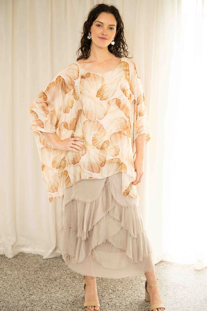 Everley Silk Top | Beige