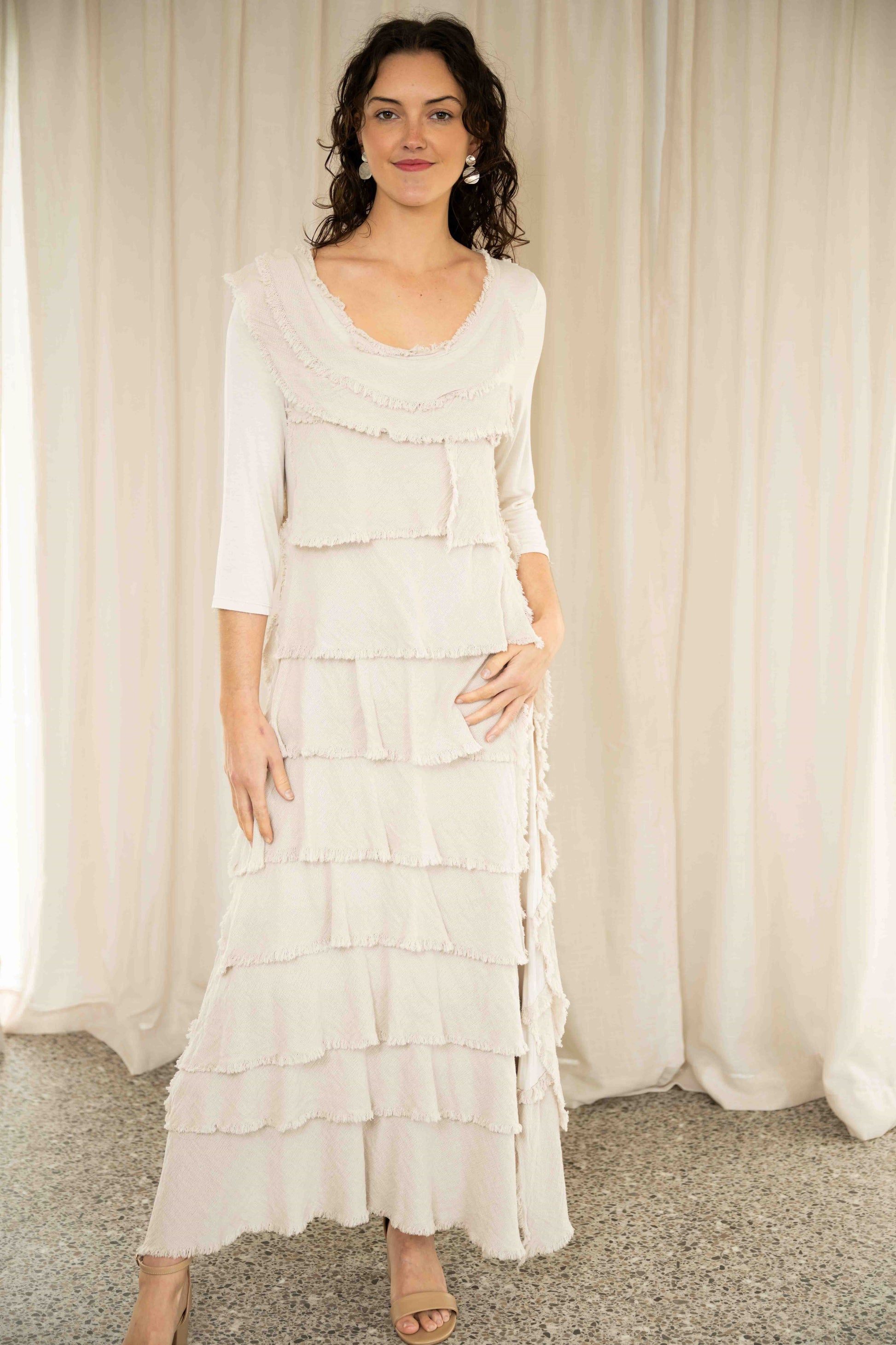 Rubi Layered Dress | Beige Portofino Clothing Rubi Layered Dress | Beige Portofino Clothing