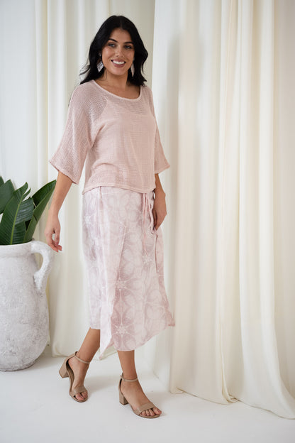 Port Tie Front Skirt | Pink