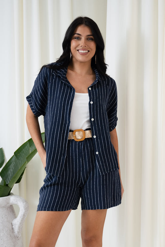 Salvatore Shorts With Belt | Navy